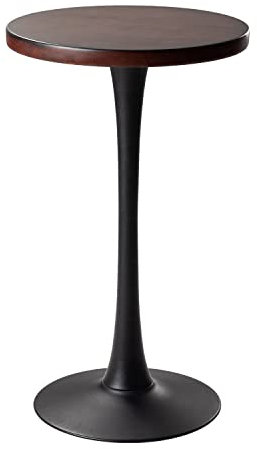 Moderner Bistrotisch für den Außenbereich, rund, mit Betontischplatte, Metallbeinen und rotem Finish, stilvoller hoher Esstisch, Stehtisch für Terrasse oder Garten, 99 cm