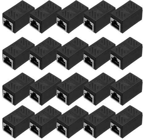 sourcing map Paquete de 20 acopladores Ethernet RJ45, hembra a hembra, adaptador de extensión Ethernet Cat6, conector de red para Cat8/Cat7/Cat6/Cat5e/Cat5, color negro