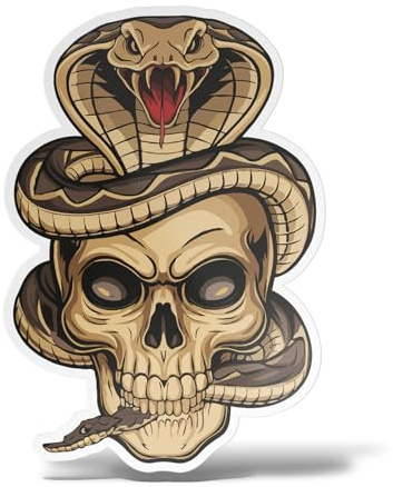 ERREINGE - Adesivo 55 cm TESCHIO COBRA SERPENTE - Sticker PVC | Decal compatibile per Auto, Moto, Scooter, Casco, Laptop, Camper, Cofano, Bici