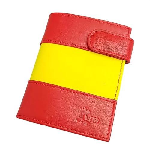 Tiendas LGP - Cartera Billetero Tarjetero Monedero, para Hombre, con los Colores de la Bandera de España, Piel de Vacuno, Fabricada en España