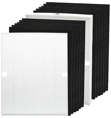 115115 Replacement Filters Compatible with Winix PlasmaWave Air Purifier C535 5360 5360-2 5500 5500-2 6360 6360-2 P360 AM90 9000 5000 5000B C909 9800, 2 True HEPA Filter + 12 Carbon Pre-Filters