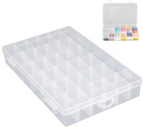 hurifeng Sortierbox - Praktischer Kleinteile Organizer mit 36 variablen Fächern für Bügelperlen; Aufbewahrungsbox für Schmuck;Schrauben und Mini-Accessoires