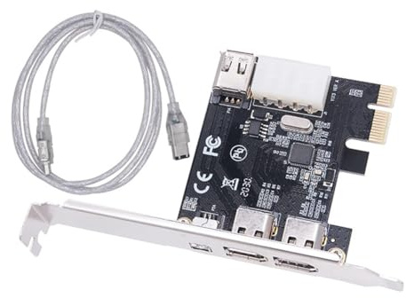 Qerwsdty PCI-E 1X 1394 4-Port DV HD Video Capture Card Firewire-Karte 800/400/200/100Mbps Unterstützt Hot-Swapping für Desktop