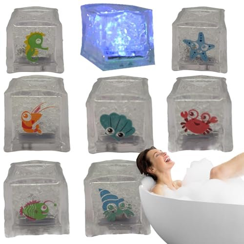 Rrlihjgu 8pack Kids Light Up Ice Cubes, Bath Tub Light Up Cubes,cubos De Brillo Para Baño,Juguetes De Bañera Para Niños,Con Luz Activada Por Agua, Para Niños, Familiares, Amigos, Hogar, Cumpleaños