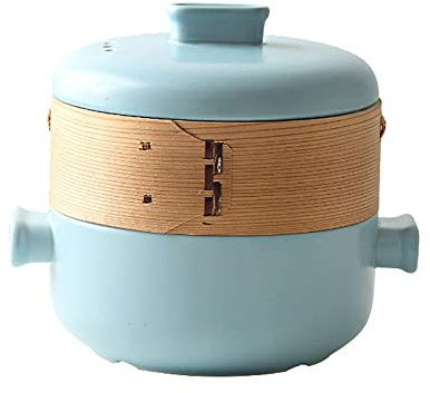 KXQYIKYI Japanese Casserole Pot with Steamer, Ceramic Pot Cookingterracotta Casserole Dish Steam Stew Clay Pot for Cooking for Dinner, Banquet and Party,Blue,4L