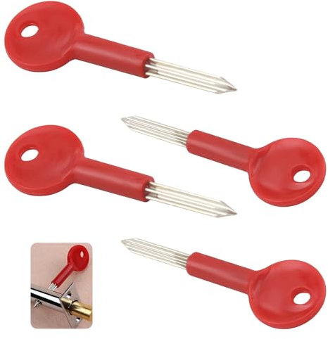 4PCS Star Key, Universal Brass Bolt Key, Security Rack Bolt Keys 80mm Spare Star Key, Iron Security Rack Bolt Key for Fire Door Pipe Well Door Rack Bolt Spare Star Key (Red)