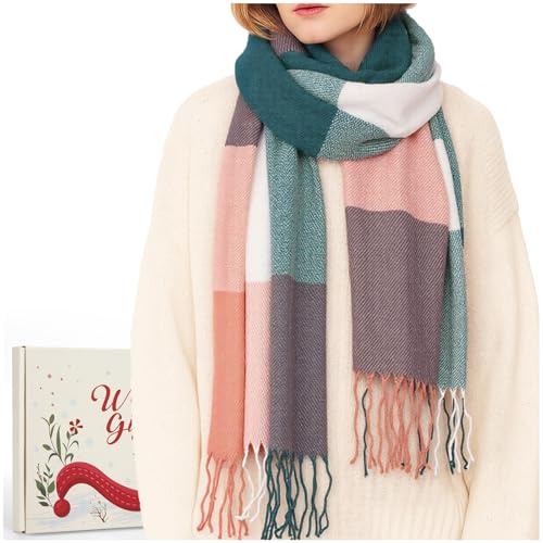 Chalier Fashion Winter Schal Damen Kaschmir Damenschal Übergroßer Karierter Schal Decke Damen Geschenke für Mama Freundin Nikolaus Weihnachtsgeschenke für Frauen Geschenkbox Verpackung