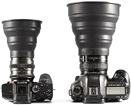 Universal Gegenlichtblende aus Silikon für DSLR & Spiegellose Kameras - Antireflex-Sonnenschutz für Fotografie durch Glas (M: 72-112mm, Schwarz)