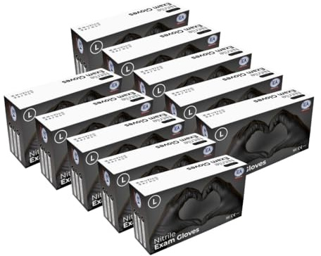 IEA Medical Einmalhandschuhe Nitril schwarz L – Einweghandschuhe 1000 Stk | Untersuchungshandschuhe latexfrei & lebensmittelecht, reißfest EN 455/EN ISO 374 – für Küche, Medizin, Tattoo & Werkstatt