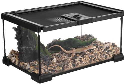 Mini terrarium en verre pour reptiles - 30,5 x 20,3 x 15,2 cm - Vue complète - Cage empilable pour amphibiens - Pour tortues, geckos, grenouilles, bernard-ermite - Aucune installation nécessaire