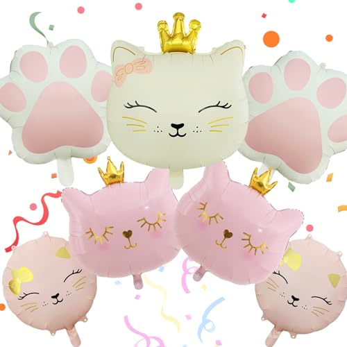 7 Stück Katzen Ballons Geburtstag Deko, Helium Luftballon Katz | Katzen Deko Luftballons, Katze Kindergeburtstag Party deko, Folienballons katzen, für Geburtstag, Babyshower, Hochzeit