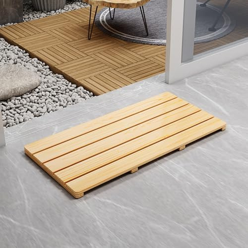 Pedana Doccia Legno 50x50 50x60 60x60 65x65 80x80, Tappetino Vasca Antiscivolo per Piatto Doccia - Dimensioni e Forma Personalizzate per Anziani Spa(Natural,30 x 30 cm)