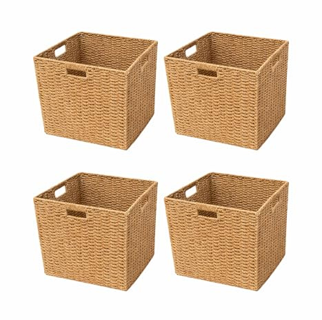 Aufbewahrungskorb Rattan 4er Set 31x31x31 cm Kallax Einsatz Korb Regal