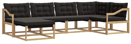 vidaXL Outdoor-Sofagarnitur mit Kissen 6 pcs Weiß und Schwarz, Garten-Sofa-Set, modernes Outdoor-Lounge, strapazierfähige Möbel, witterungsbeständiger Sitzplatz zum Entspannen