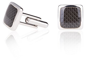 Drops Karisma Herren Manschettenknöpfe Edelstahl 316L Karboneinlage Carbon glänzend Breite 14mm
