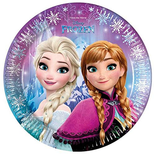 Procos 86755 – Assiettes Papier Disney La Reine des neiges Northern Lights (Ø23 cm), 8 pièces, Multicolore