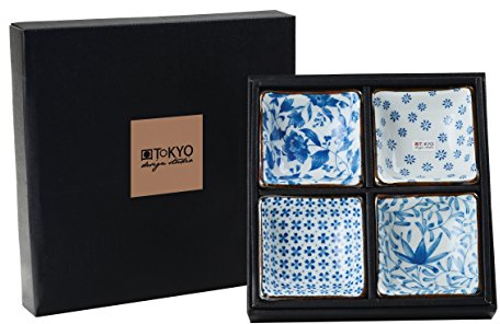 Tokio Design Studio Schüssel-Set 8,5 x 8,5 x 3 cm, blau/weiß, 4 Stück