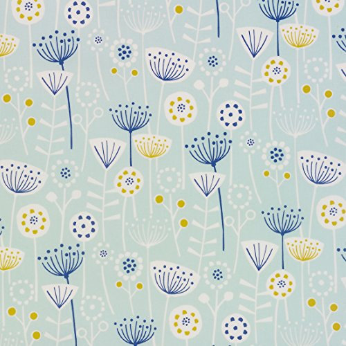 Bergen Duck Egg Seafoam Floral Scandinavian Oilcloth Wipe Clean Tablecloth 134cm x 350cm Rectangle (53 x 139)