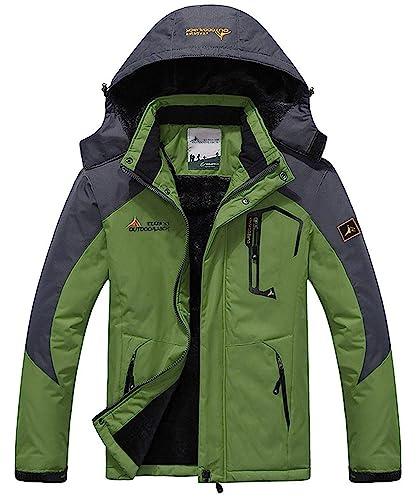 Memoryee Chaqueta Impermeable para Hombres Chaqueta Polar de Invierno Cálida Chaqueta de Esquí A Prueba de Viento Bolsillos Múltiples