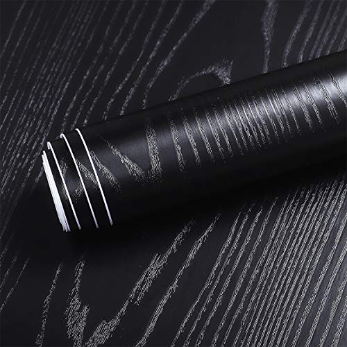Livelynine Vinilos para Muebles Madera Negra Papel Pintado Autoadhesivo Cocina Rollo Vinilo Adhesivo para Encimera de Cocina Mesas para Muebles de Cocina Vinilos para Puertas de Madera 40CMX200CM