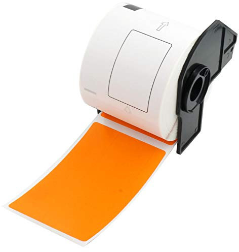 BETCKEY - 1 Rolle DK-11202 Versandetiketten Kompatibel mit Brother, 62mm x 100mm, 300 Farbige Etiketten Orange für Brother QL Etikettendrucker