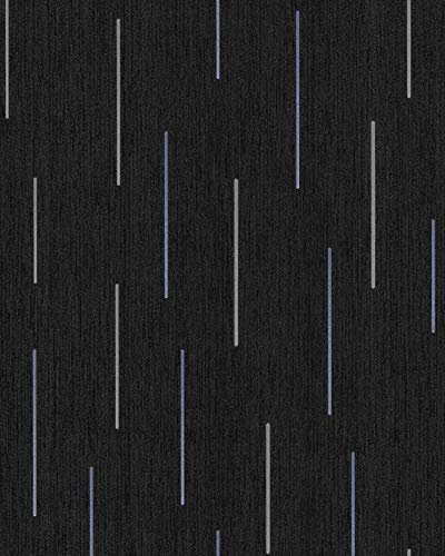 Stripes Wallpaper Wall EDEM 85043BR26 Vinyl Wallpaper Slightly Textured with Graphical Pattern and Metallic Highlights Anthracite Black Grey Violet Blue Silver 5.33 m2 (57 ft2)