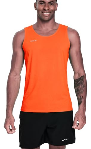 TLRUN Men’s Lightweight Running Vest Quick Dry Marathon Tank Small Orange