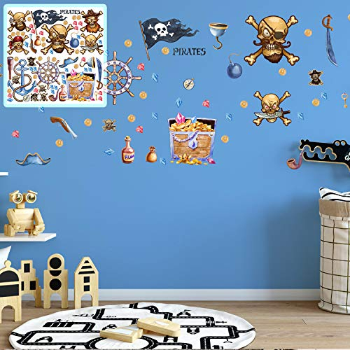 XXL Wandtattoo Pirat skull Skelett Set verschiedene Motive| Kinderzimmer Aufkleber bunt Wanddeko