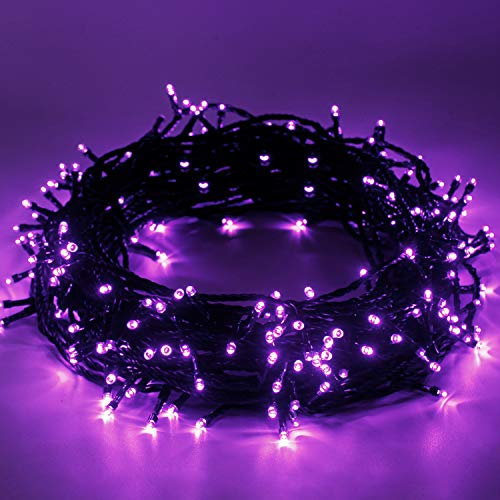 Luci per Natale Viola - 25m 220 LEDs Natalizie - Esterno Interno Funzione di Memoria con 8 Modalità End-to-End Estensibile Stringa Luci Catene Luminose Decorazione per Halloween Domestici Festa