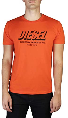 Diesel Mens Service Short Sleeve Crew Neck Tee T-Shirt Orange 3BI M