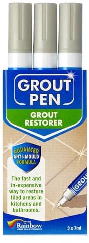 3 X LIGHT GREY Grout Pens for Restoring Tile Grout