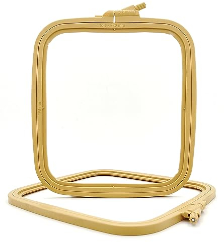 Nurge Quadratischer Stickrahmen, Kreuzstichrahmen, Stanznadelrahmen, Nähen, ABS-Kunststoff, Beige, Größe M (Nr. 3)