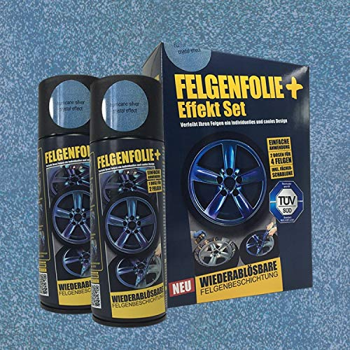 mibenco FELGENFOLIE+ Effekt Set, 2 x 400 ml, Kristalleffekt, Hurricane Silver Crystal Effect (€ 3,75 / 100 ml)