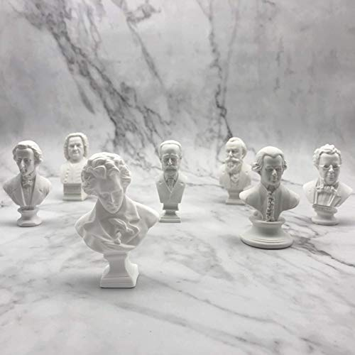 BIUBIUGO Klassische Mini-Figur, griechische Büste, 6,9 cm, Dekoration für Zuhause, aus Kunstharz, Skulptur, Beethoven-Büste, Musikkomponisten, Statuen, Büsten-Set, Kunsthandwerk Replika (7 Stück/Set)