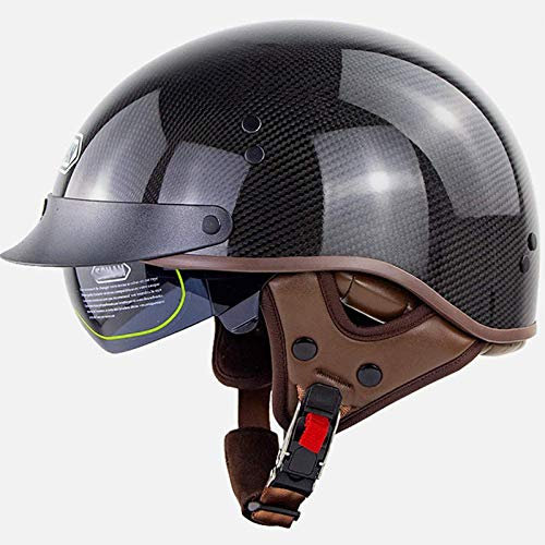 Demi-Casque De Moto Rétro Hommes Femmes, Casque Bols Moto Jet, Avec Visière Vélo Cruiser Chopper Cyclomoteur Scooter ATV Casque Certifié ECE,Noir,XL