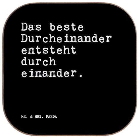 Mr. & Mrs. Panda Untersetzer Das Beste Durcheinander entsteht... - Geschenk, Freund, Partner, Sprüche, Glasuntersetzer, Spruch, Freundin, Liebe,