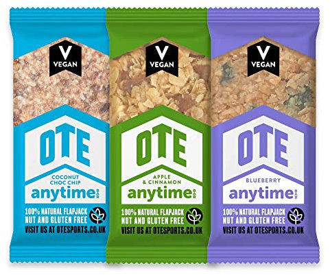 OTE Anytime Bars - Vegan Energy Bars for Cycling - Cycling Nutrition Bars - Nut Free Snacks for Running - Vegan Flapjack Bars - Box of 16 x 62g (Mixed Pack)