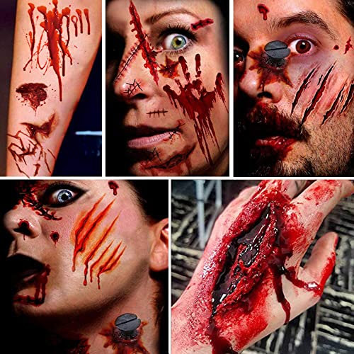 Tatuaggi Temporanei, Decoration Tatuaggi temporanei Halloween Zombie Scar Tatuaggi Adesivi Horror Realistico Impermeabile Speciale Cosplay Puntelli Tatuaggio Finto Vampiro Trucco del Corpo
