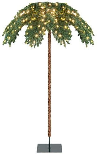 GYMAX Albero di Natale 180 cm, Palma Artificiale Illuminata, con 250 Luci a LED e 813 Rami, Uso Esterno, per Decorazione Domestica e Commerciale (Stile 1)