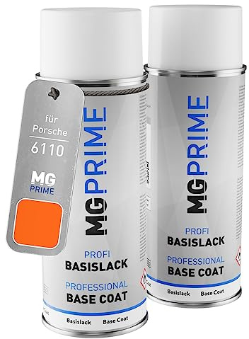 MG PRIME Autolack Sprühdosen für Porsche 6110 Gulf Orange Grundlack Basislack Spraydose 400ml