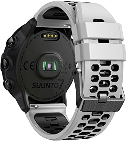 Feysentoe Armband Kompatibel für Suunto 9, 7, 9 Baro, D5, Spartan Sport Wrist HR - Silikon, Weiß Schwarz, 24 Millimeter - Modern, Casual - Sport, Lässig - Uhrenarmband