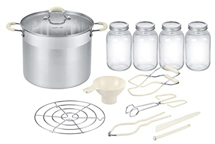 Can-IT by Concord Edelstahl Einmachtopf Set Inklusive Einmachglas, Einmachgläser, Zange, Glasheber, Trichter, Schraubenschlüssel, Deckelheber, Mixer/Messgerät (Induktion kompatibel)