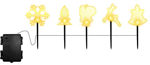 JAWSEU 5 Pcs Solar Weihnachtslichter Außen, Solar Lichterkette LED Garten Leuchtstäbe Schneeflocken Weihnachtsbaum Gartenstecker Balkon Weihnachts Deko für Garten, Patio, Terrasse, Hochzeit Party