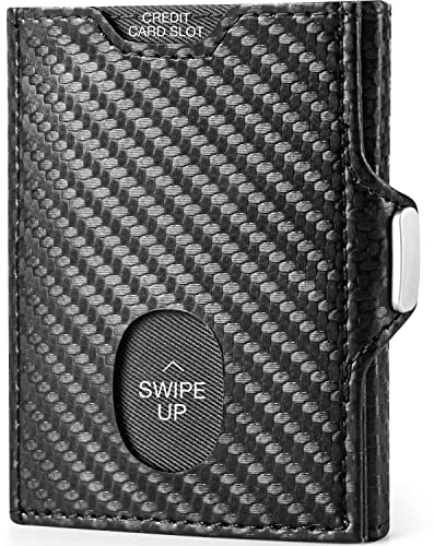 DODENSHA Mini Geldbörse mit Münzfach und RFID-Schutz I Portmonee mit Knöpfen für Herren I Kartenetui Geldbeutel Leder I Slim Wallet I Karten Portemonnaie Klein Kreditkartenetui | Carbon