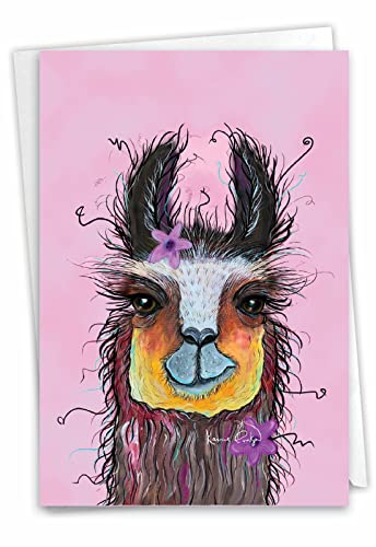 NobleWorks BdayWiry Wildlife Llama C10324EBDG Geburtstagskarte mit 12,7 x 17,8 cm Umschlag (1 Karte)