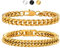 Armband Herren Jungs Edelstahl 2 Stücke- Herrenarmbänder Silber/Schwarz/Gold Herren Armband Panzerkette 19/21/23 cm Geschenk für Ihn DAD Freund Ehemann Bruder (Gold, Zentimeter, 21.00)