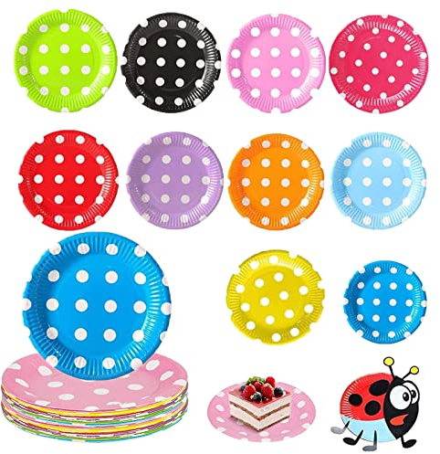 Piatti Carta, 100 Pezzi Piatti Carta USA E Getta Rotondi, Piatti Carta Colorati,Piatti Ecologici in Carta, Piatti di Carta per Feste Fai da,per Compleanno, Festa, Matrimonio. (100)