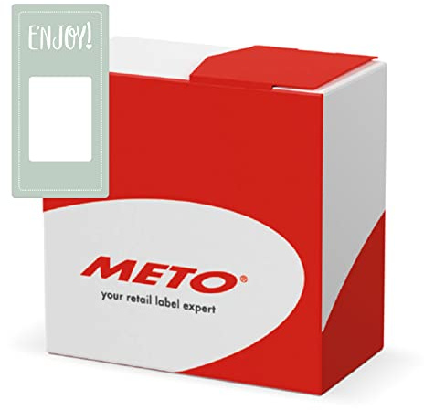 Meto Promotion Etiketten in Spendbox (50x100mm, Pastel-Grün, permanent klebend, 500 Enjoy Aufkleber pro Etikettenrolle)