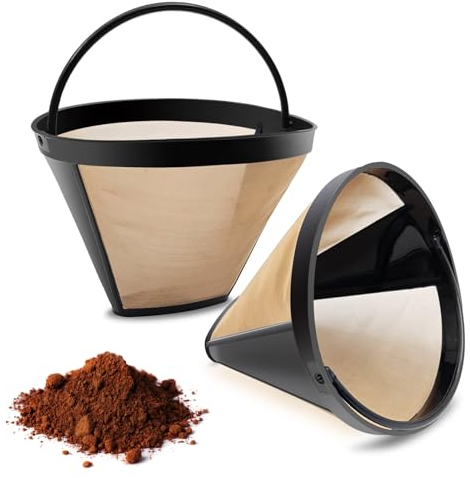 MFBJXC gold coffee filter Reusable #4 Cone Coffee Filters Basket Replacement fits Cuisinart/Ninja Coffee Makers and Brewers