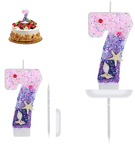 Geburtstagskerzen Zahlen 7, Meerjungfrau Geburtstag Deko, Kerzen Geburtstag, Geburtstagskerzen Kinder für Torte, Tortendeko Geburtstag, Kuchendeko Geburtstag, Geburtstagsdeko für Geburtstagsfeier